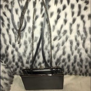 Liz Claiborne gray satin evening bag